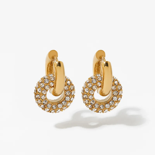 ARRACADA DOBLE CIRCULO CON DIAMANTE