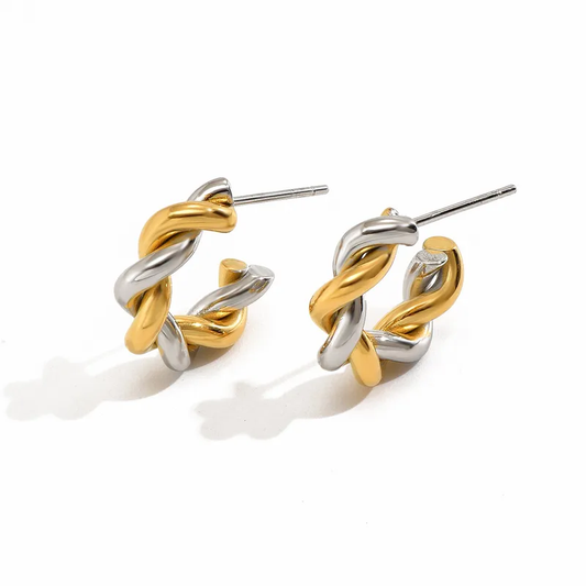 ARETES CIRCULAR TRENZADO BICOLOR