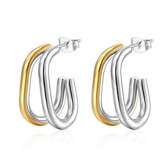 ARETES DOBLE JOTA BICOLOR