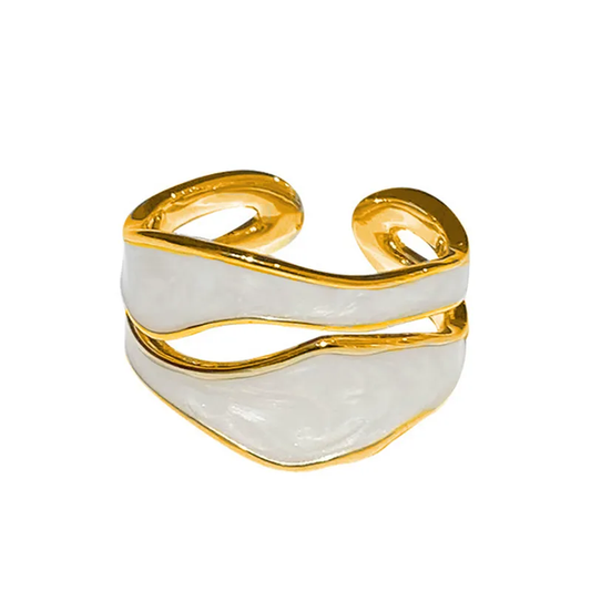 ANILLO RESINA NACARADA CON DORADO