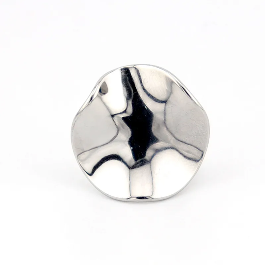 ANILLO CIRCULO ONDULADO PLATEADO