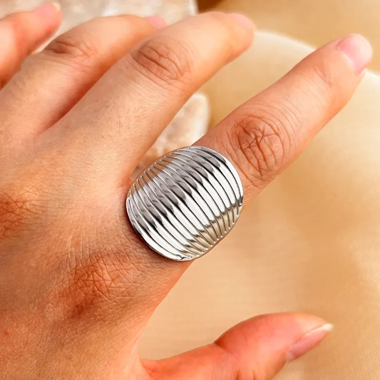 ANILLO LINEAS  PLATEADO
