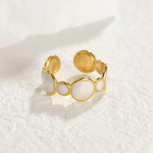 ANILLO CIRCULOS NACARADOS CON DORADO
